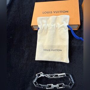 Louis Vuitton Silver and black Chain Link Bracelet